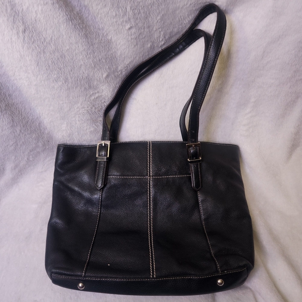 Tiganello Elegant Black Leather Tote Bag